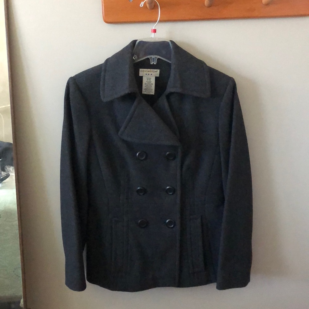 Grey Wool Peacoat - Size: Small